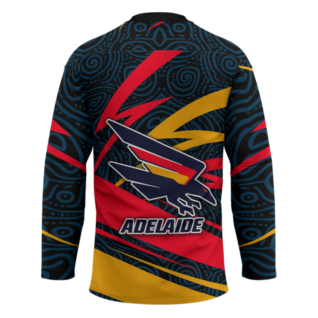 Adelaide Crows Australian Football Hockey Jersey Fierce Mascot Spirit With Indigenous Pattern Art