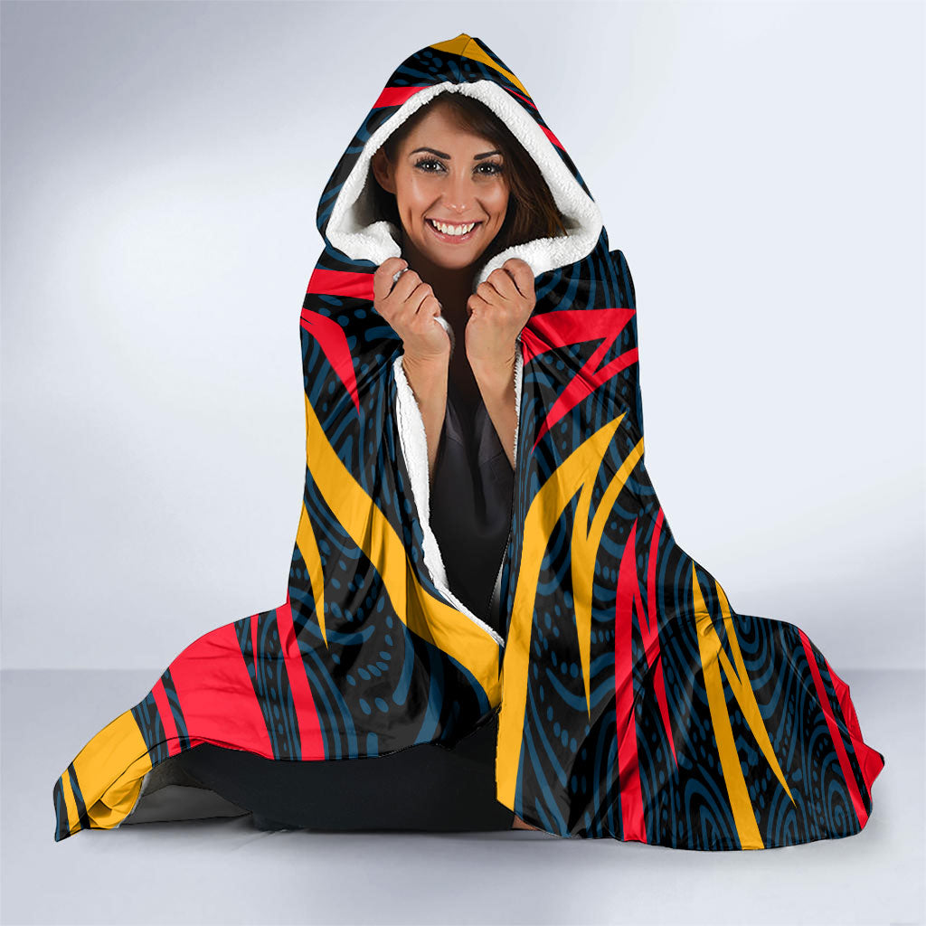 Adelaide Crows Australian Football Hooded Blanket Fierce Mascot Spirit With Indigenous Pattern Art