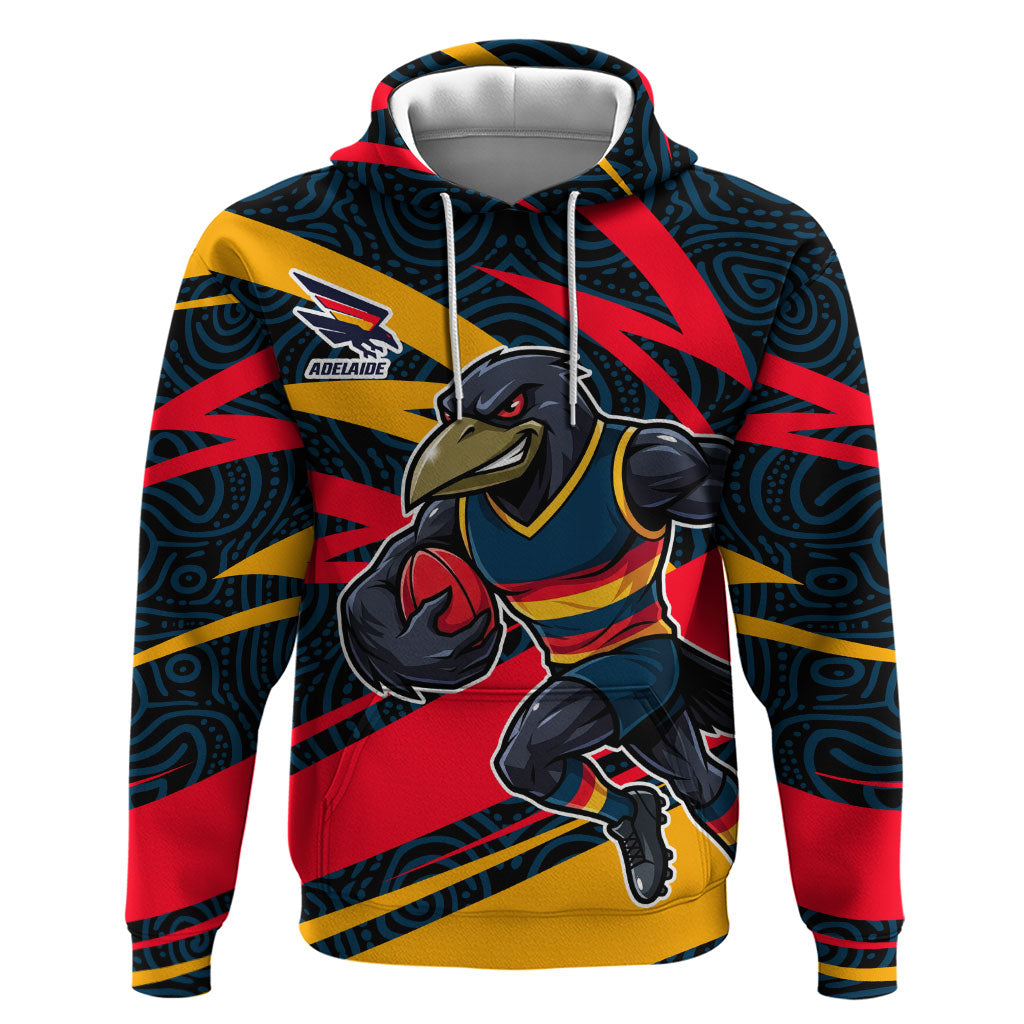 Adelaide Crows Australian Football Hoodie Fierce Mascot Spirit With Indigenous Pattern Art