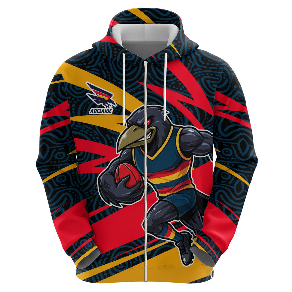 Adelaide Crows Australian Football Hoodie Fierce Mascot Spirit With Indigenous Pattern Art