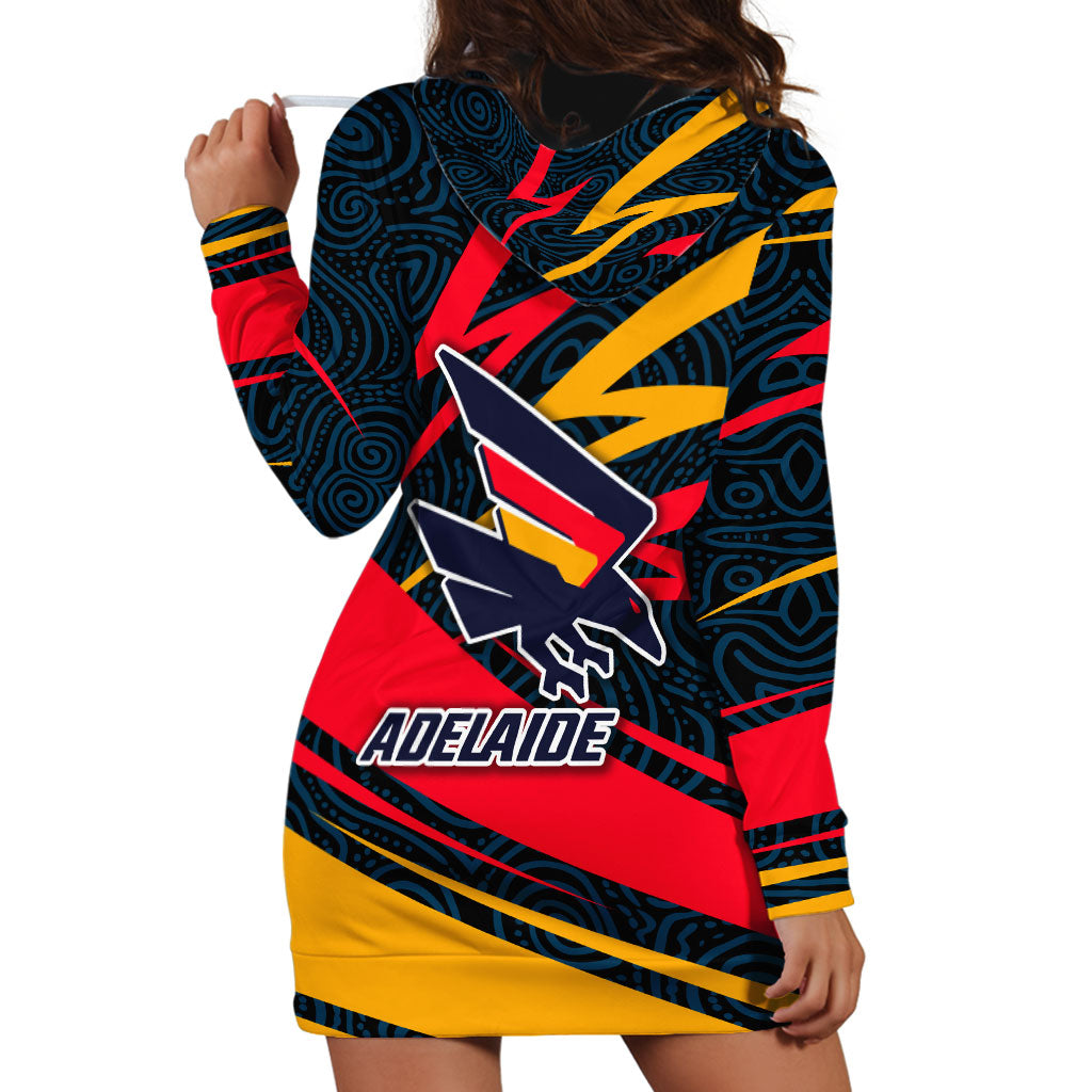 Adelaide Crows Australian Football Hoodie Dress Fierce Mascot Spirit With Indigenous Pattern Art