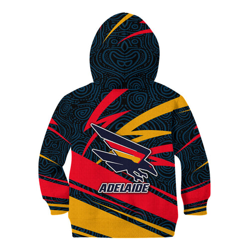 Adelaide Crows Australian Football Kid Hoodie Fierce Mascot Spirit With Indigenous Pattern Art