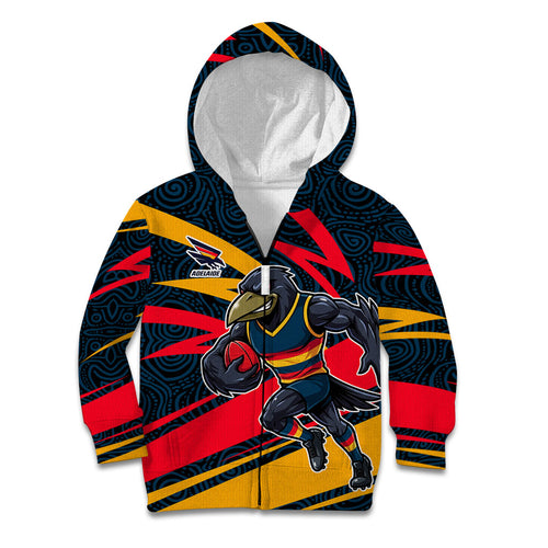Adelaide Crows Australian Football Kid Hoodie Fierce Mascot Spirit With Indigenous Pattern Art