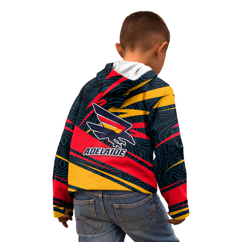 Adelaide Crows Australian Football Kid Hoodie Fierce Mascot Spirit With Indigenous Pattern Art