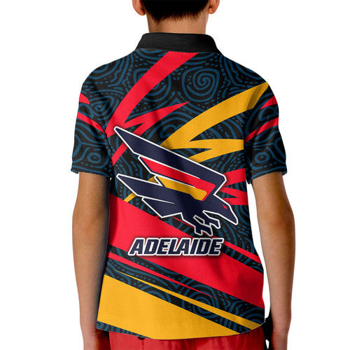 Adelaide Crows Australian Football Kid Polo Shirt Fierce Mascot Spirit With Indigenous Pattern Art