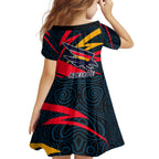 Adelaide Crows Australian Football Kid Short Sleeve Dress Fierce Mascot Spirit With Indigenous Pattern Art