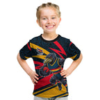 Adelaide Crows Australian Football Kid T Shirt Fierce Mascot Spirit With Indigenous Pattern Art