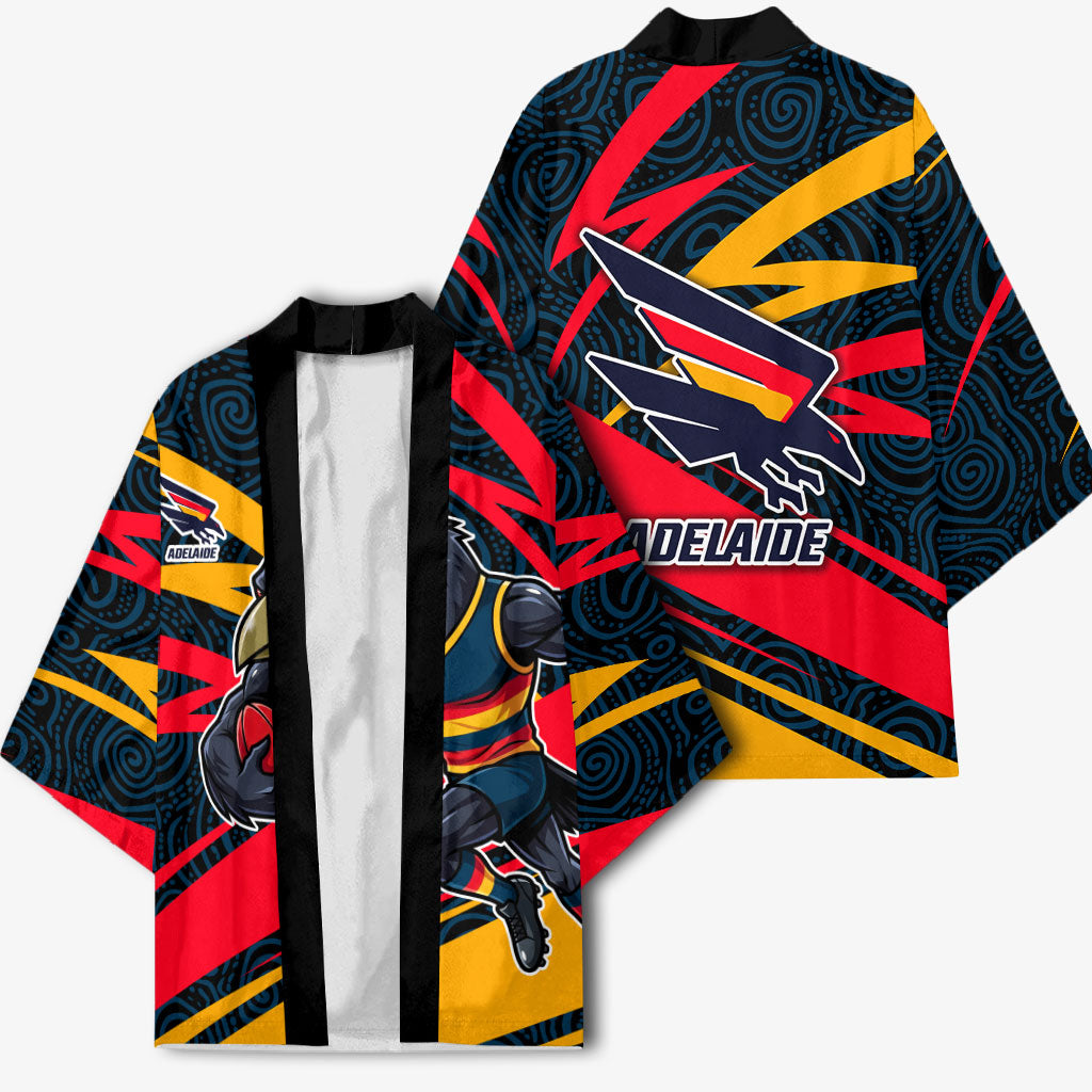 Adelaide Crows Australian Football Kimono Fierce Mascot Spirit With Indigenous Pattern Art