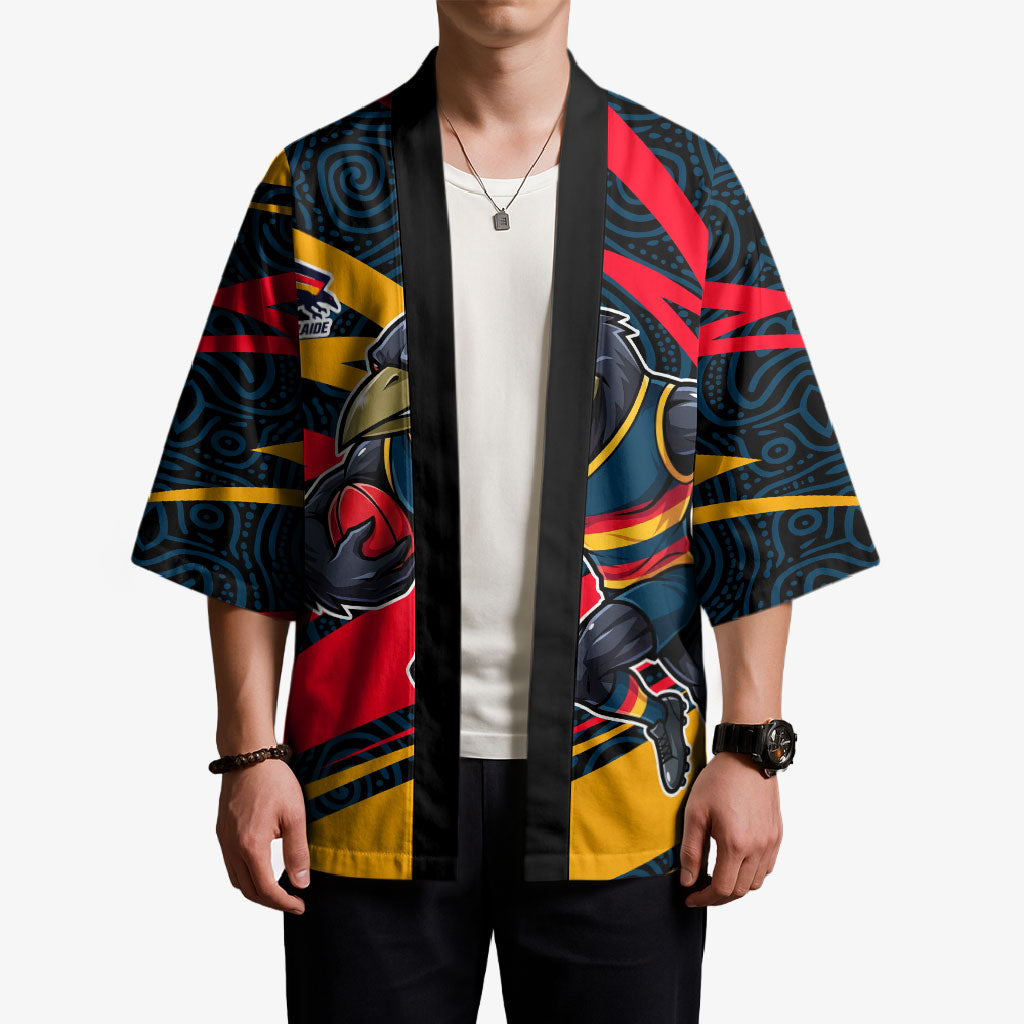 Adelaide Crows Australian Football Kimono Fierce Mascot Spirit With Indigenous Pattern Art