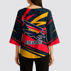 Adelaide Crows Australian Football Kimono Sleeve Blouse Fierce Mascot Spirit With Indigenous Pattern Art