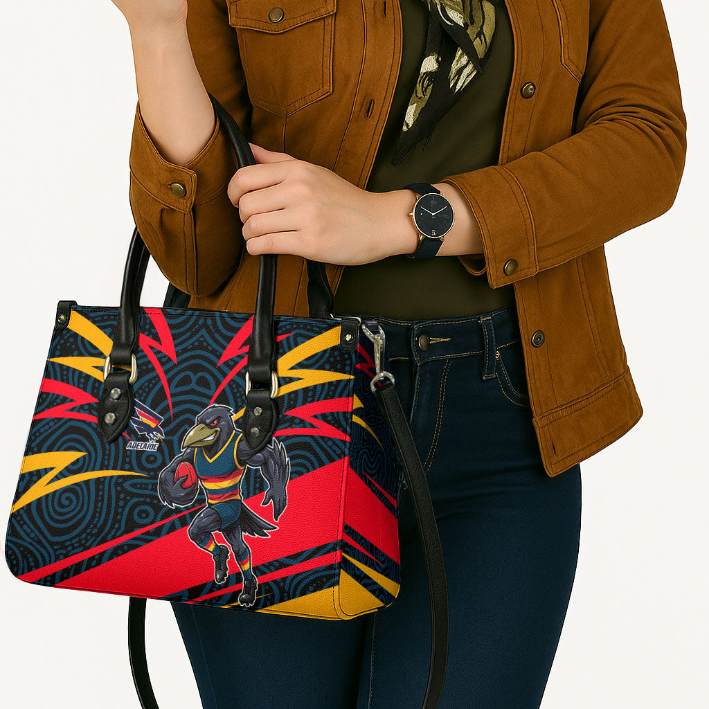 Adelaide Crows Australian Football Leather Bag Fierce Mascot Spirit With Indigenous Pattern Art