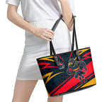 Adelaide Crows Australian Football Leather Tote Bag Fierce Mascot Spirit With Indigenous Pattern Art