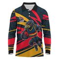 Adelaide Crows Australian Football Long Sleeve Polo Shirt Fierce Mascot Spirit With Indigenous Pattern Art