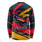 Adelaide Crows Australian Football Long Sleeve Shirt Fierce Mascot Spirit With Indigenous Pattern Art