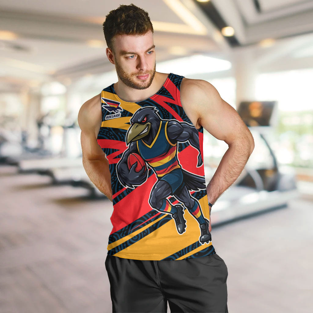 Adelaide Crows Australian Football Men Tank Top Fierce Mascot Spirit With Indigenous Pattern Art