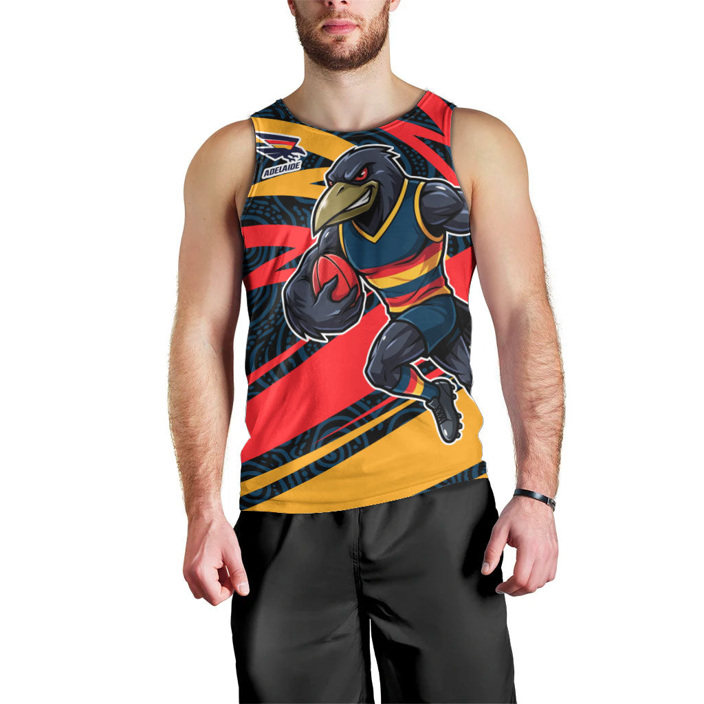 Adelaide Crows Australian Football Men Tank Top Fierce Mascot Spirit With Indigenous Pattern Art