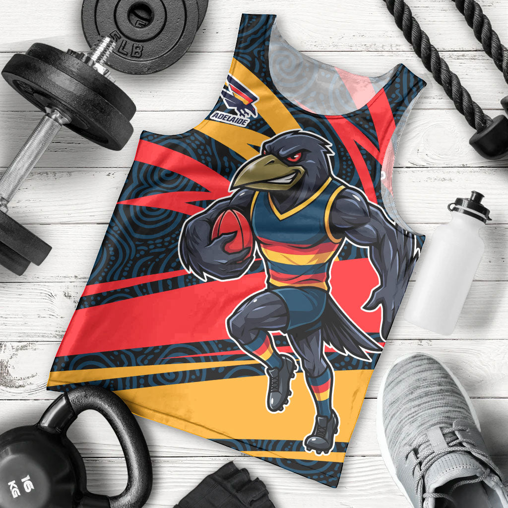 Adelaide Crows Australian Football Men Tank Top Fierce Mascot Spirit With Indigenous Pattern Art