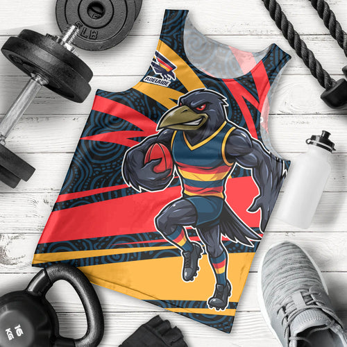 Adelaide Crows Australian Football Men Tank Top Fierce Mascot Spirit With Indigenous Pattern Art