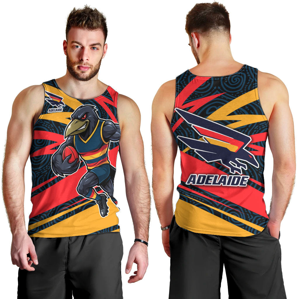 Adelaide Crows Australian Football Men Tank Top Fierce Mascot Spirit With Indigenous Pattern Art