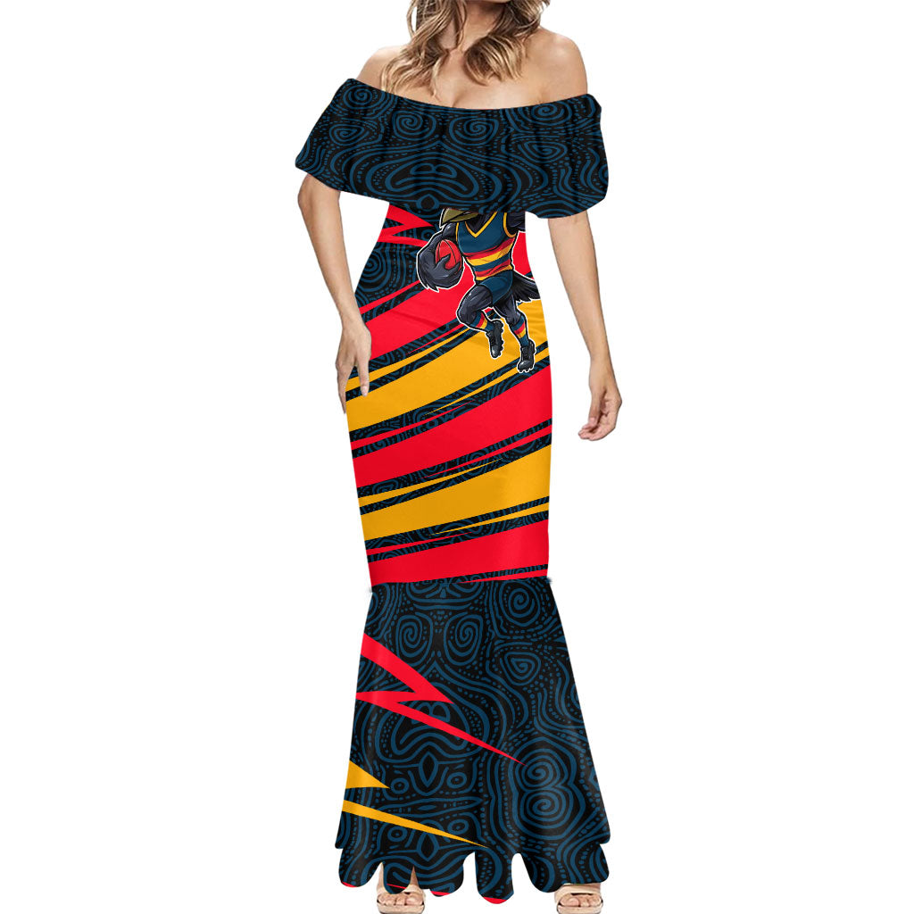 Adelaide Crows Australian Football Mermaid Dress Fierce Mascot Spirit With Indigenous Pattern Art