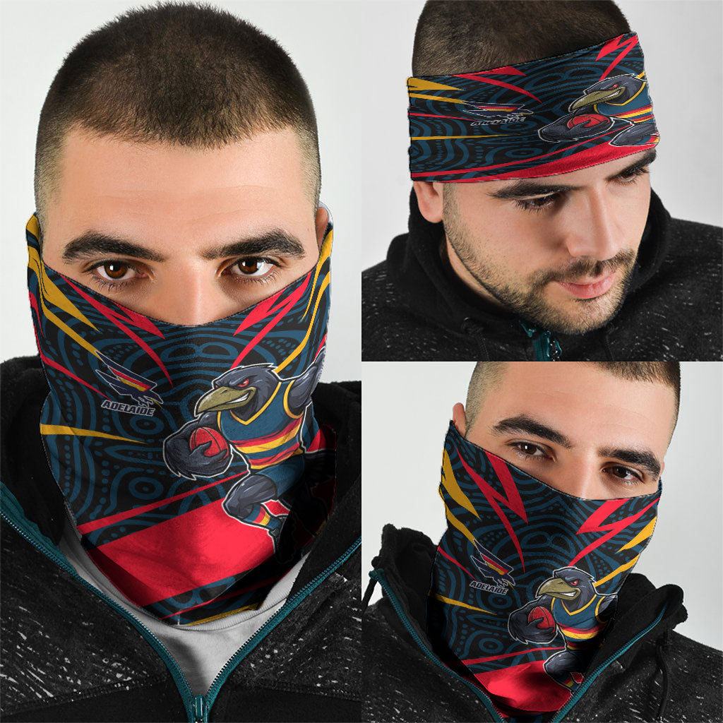 Adelaide Crows Australian Football Neck Gaiter Fierce Mascot Spirit With Indigenous Pattern Art