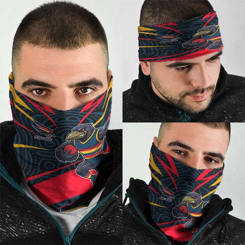 Adelaide Crows Australian Football Neck Gaiter Fierce Mascot Spirit With Indigenous Pattern Art