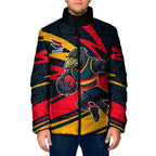 Adelaide Crows Australian Football Padded Jacket Fierce Mascot Spirit With Indigenous Pattern Art
