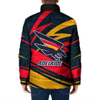 Adelaide Crows Australian Football Padded Jacket Fierce Mascot Spirit With Indigenous Pattern Art