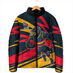 Adelaide Crows Australian Football Padded Jacket Fierce Mascot Spirit With Indigenous Pattern Art