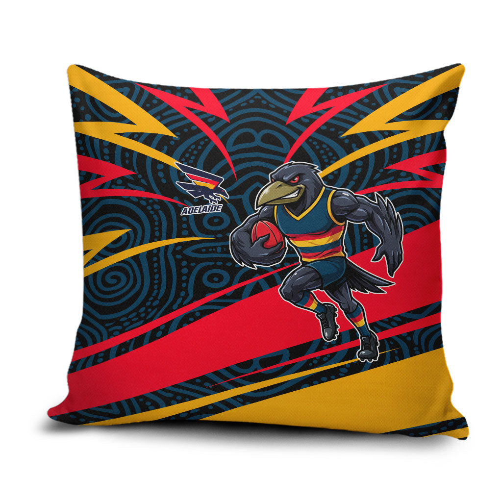 Adelaide Crows Australian Football Pillow Cover Fierce Mascot Spirit With Indigenous Pattern Art