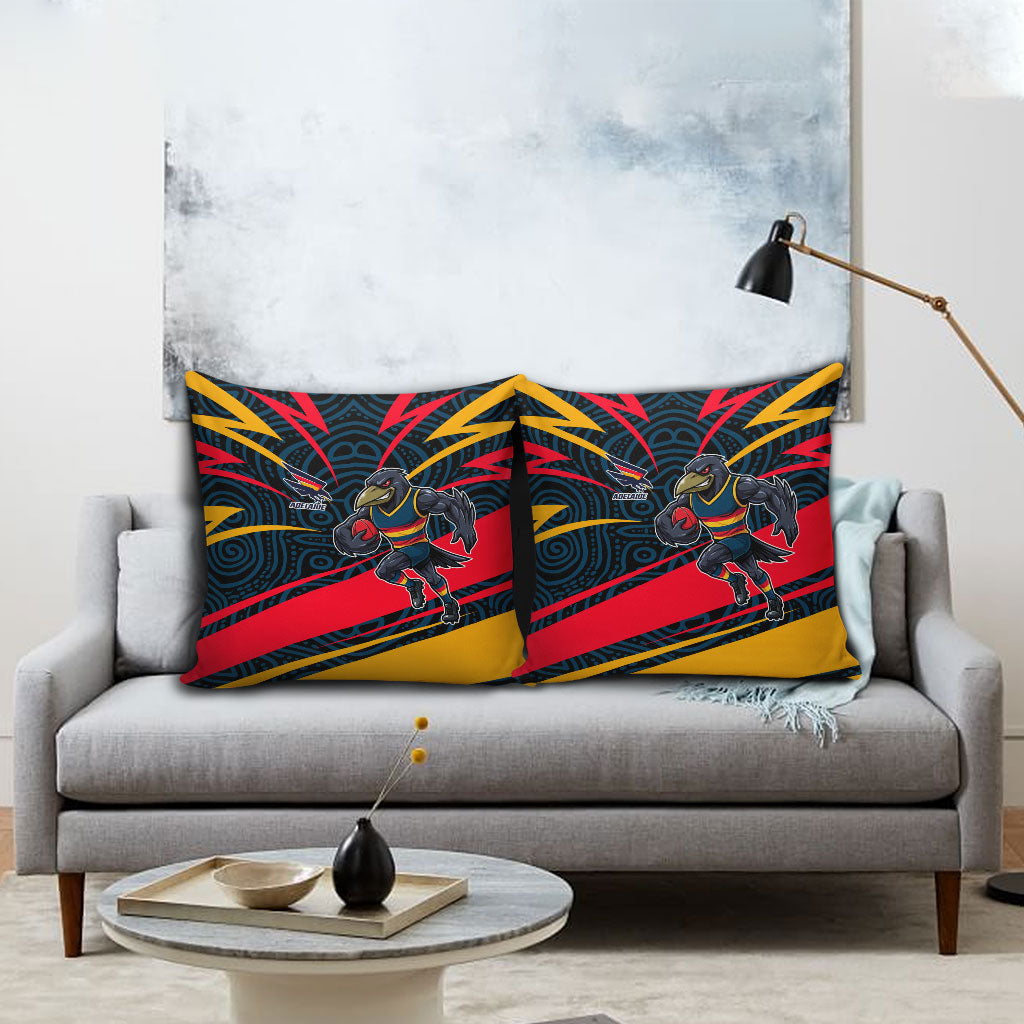 Adelaide Crows Australian Football Pillow Cover Fierce Mascot Spirit With Indigenous Pattern Art