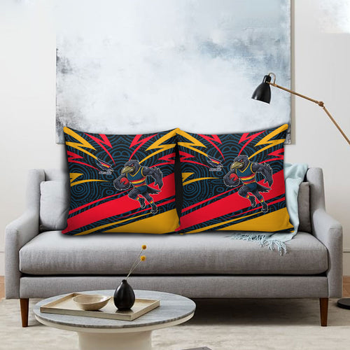 Adelaide Crows Australian Football Pillow Cover Fierce Mascot Spirit With Indigenous Pattern Art