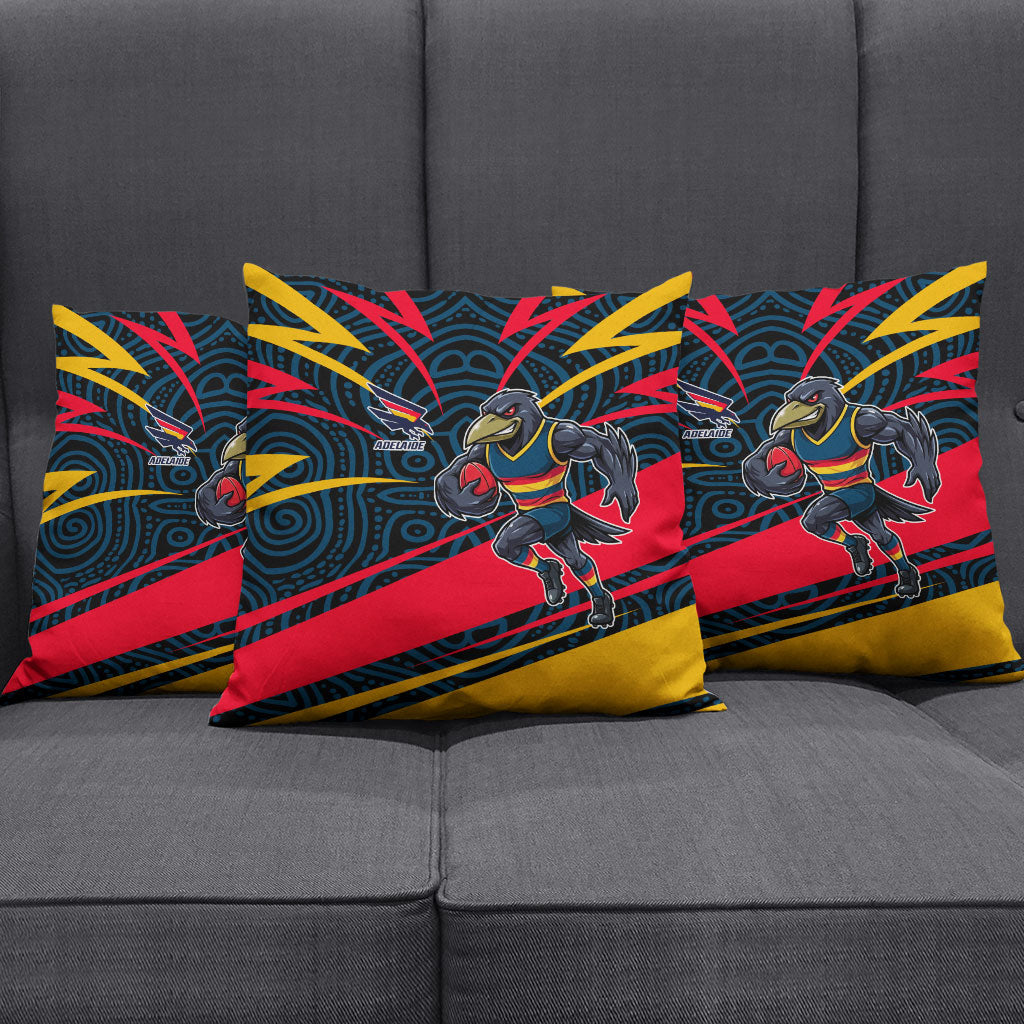 Adelaide Crows Australian Football Pillow Cover Fierce Mascot Spirit With Indigenous Pattern Art