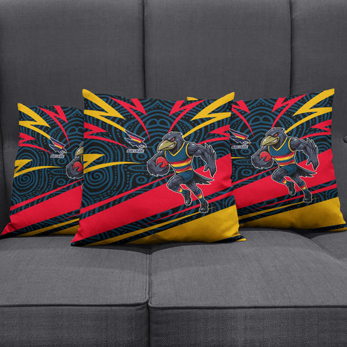Adelaide Crows Australian Football Pillow Cover Fierce Mascot Spirit With Indigenous Pattern Art