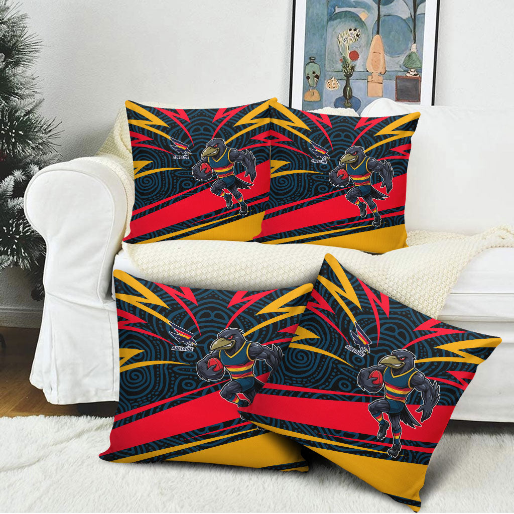 Adelaide Crows Australian Football Pillow Cover Fierce Mascot Spirit With Indigenous Pattern Art