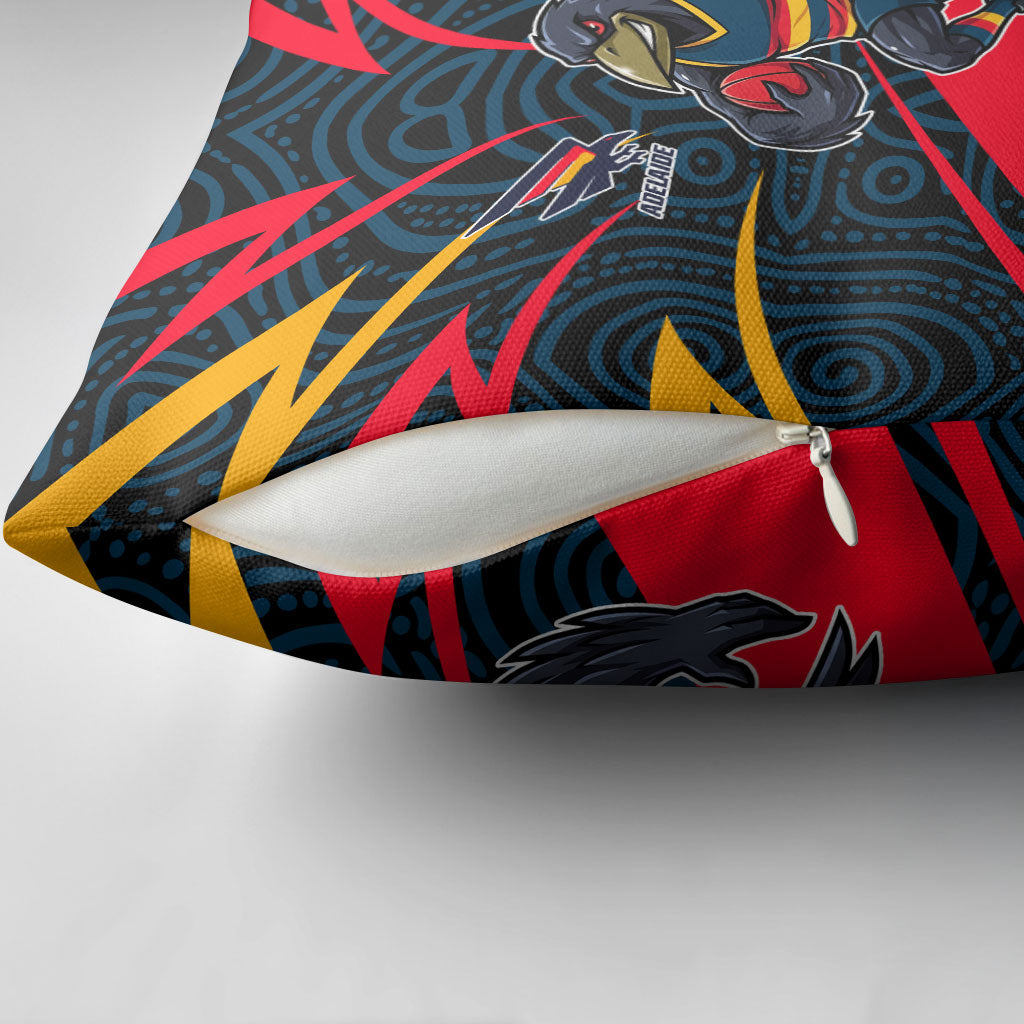 Adelaide Crows Australian Football Pillow Cover Fierce Mascot Spirit With Indigenous Pattern Art