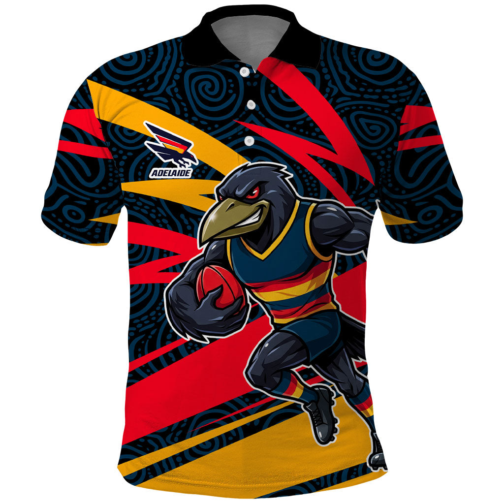 Adelaide Crows Australian Football Polo Shirt Fierce Mascot Spirit With Indigenous Pattern Art