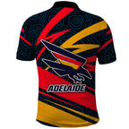 Adelaide Crows Australian Football Polo Shirt Fierce Mascot Spirit With Indigenous Pattern Art