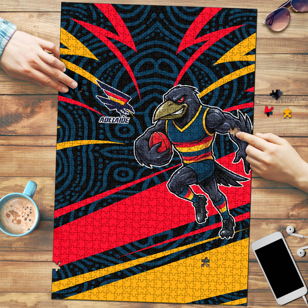 Adelaide Crows Australian Football Puzzle Fierce Mascot Spirit With Indigenous Pattern Art