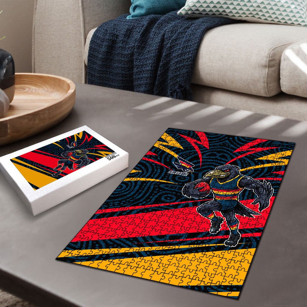 Adelaide Crows Australian Football Puzzle Fierce Mascot Spirit With Indigenous Pattern Art