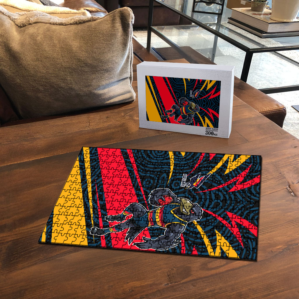Adelaide Crows Australian Football Puzzle Fierce Mascot Spirit With Indigenous Pattern Art