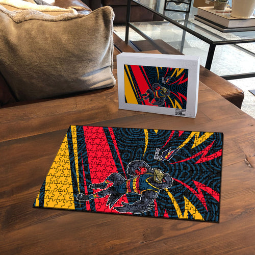 Adelaide Crows Australian Football Puzzle Fierce Mascot Spirit With Indigenous Pattern Art