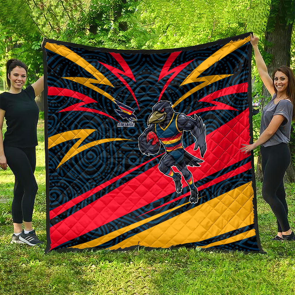 Adelaide Crows Australian Football Quilt Fierce Mascot Spirit With Indigenous Pattern Art