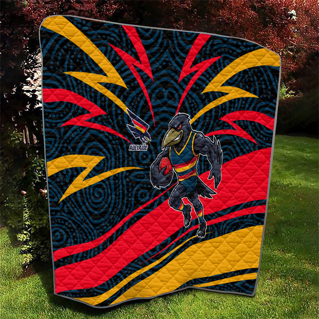 Adelaide Crows Australian Football Quilt Fierce Mascot Spirit With Indigenous Pattern Art