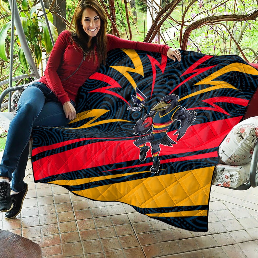 Adelaide Crows Australian Football Quilt Fierce Mascot Spirit With Indigenous Pattern Art