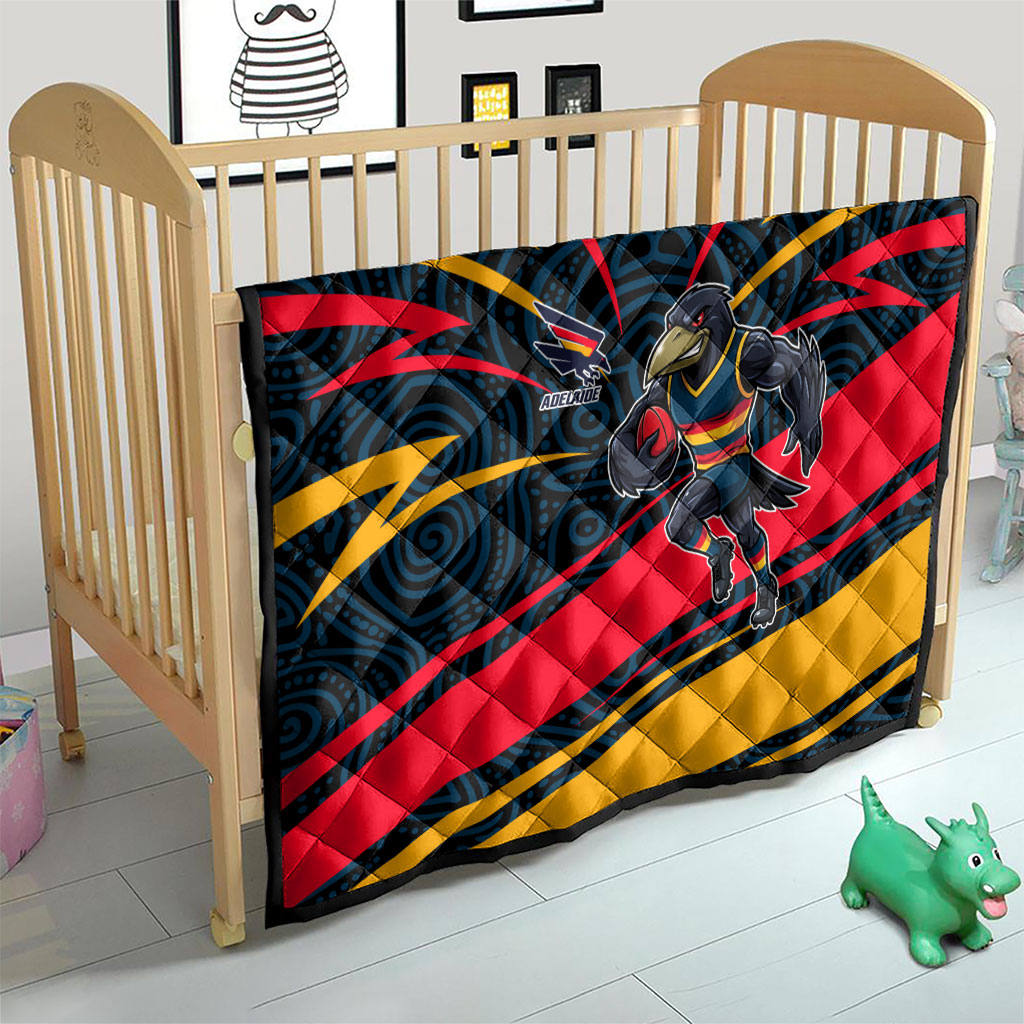 Adelaide Crows Australian Football Quilt Fierce Mascot Spirit With Indigenous Pattern Art