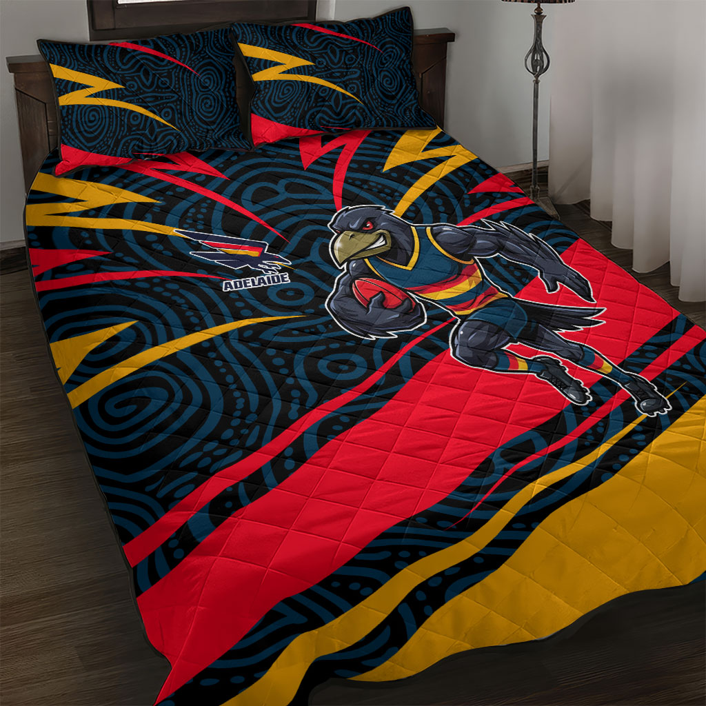 Adelaide Crows Australian Football Quilt Bed Set Fierce Mascot Spirit With Indigenous Pattern Art