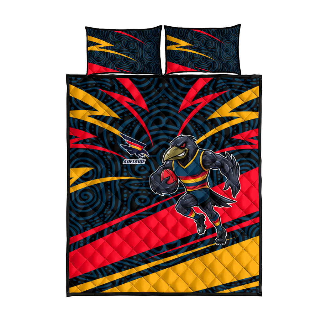 Adelaide Crows Australian Football Quilt Bed Set Fierce Mascot Spirit With Indigenous Pattern Art