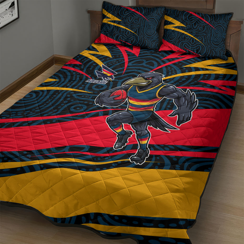 Adelaide Crows Australian Football Quilt Bed Set Fierce Mascot Spirit With Indigenous Pattern Art