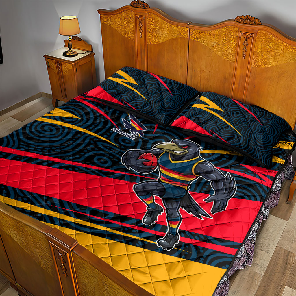 Adelaide Crows Australian Football Quilt Bed Set Fierce Mascot Spirit With Indigenous Pattern Art